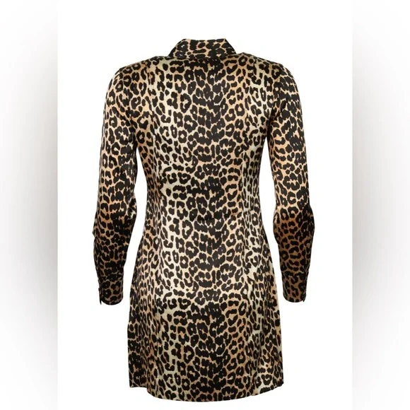 Women's Ganni Shirt Dress Leopard Print - Picture 2 of 9